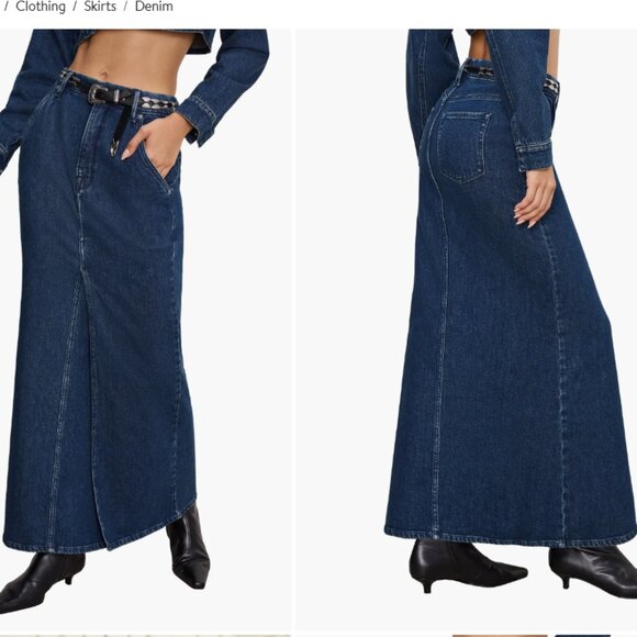 New Good American Fit and Flare Denim Maxi Skirt in Indigo724 size 2/26